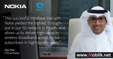 نوكيا وموبايلي تحققان أعلى معدّل نقل بفضل الموجة المليمترية على شبكة الجيل الخامس (5G) في الرياض